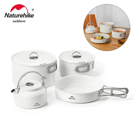 Batterie de cuisine de camping en céramique NATUREHIKE : durable et antiadhésive